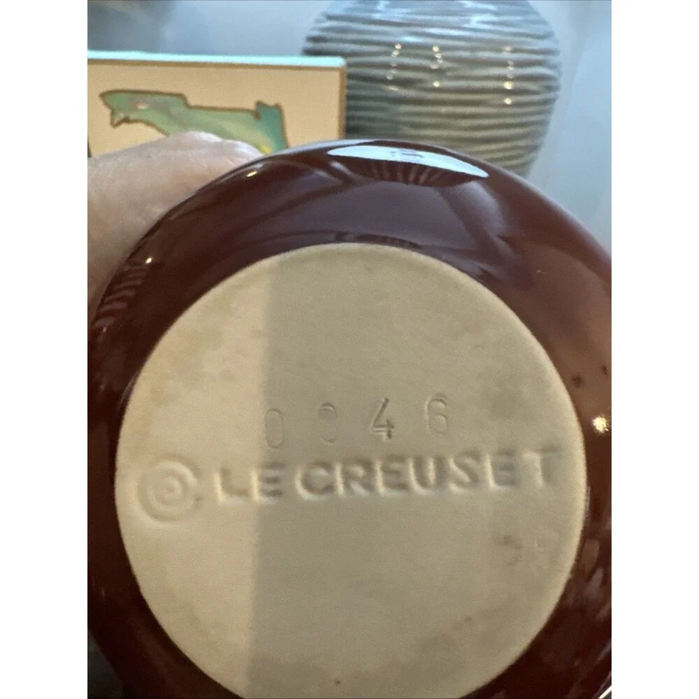 Le Creuset Stoneware Red Mini Casserole Bean Pot Soup Bowl 16oz